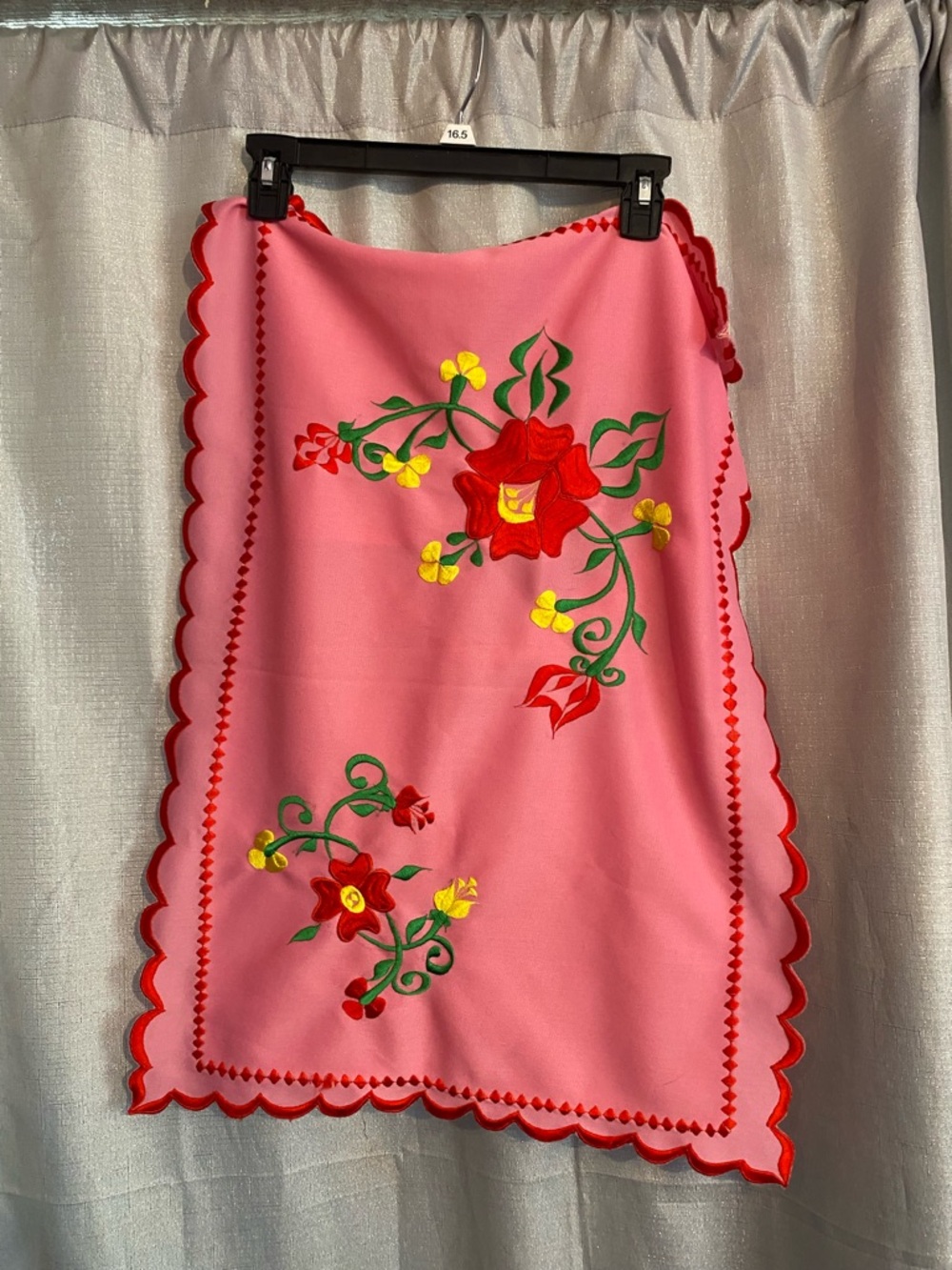 pillow case or pillow cover vibrant pink and cross stitching. Set of 2